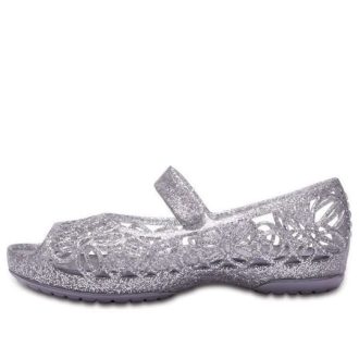 Crocs (GS) Isabella Glitter Peep Toe Sandals “Silver” 202602-040 Crocs (GS) Isabella Glitter Peep Toe Sandals “Silver” 202602-040