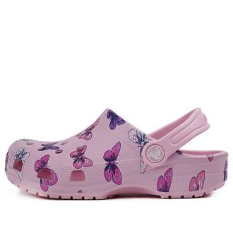 Crocs (PS) Classic clog Butterfly Pattern Outdoor Flat Heel Sport Sandali Rosa 206414-6GD Crocs (PS) Classic clog Butterfly Pattern Outdoor Flat Heel Sport Sandali Rosa 206414-6GD
